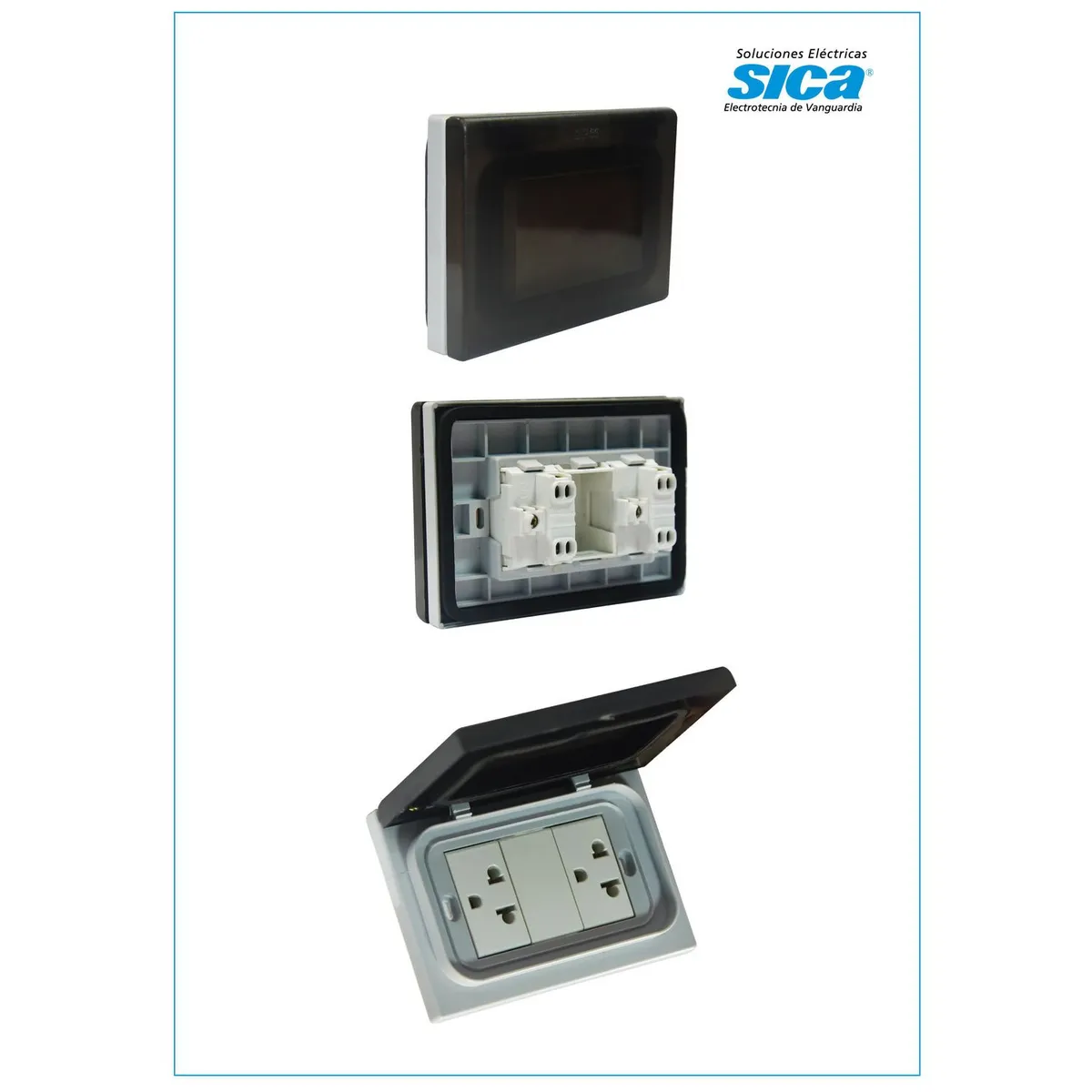 SICA - Tomacorriente Doble P/T Idrobox Hermético