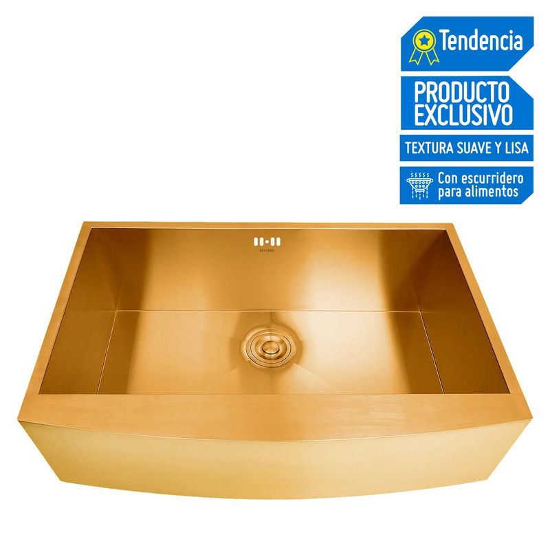 RECORD - Lavadero de Cocina Record Acero Inoxidable 1 Poza Madison Dorado 83.9x55.9cm