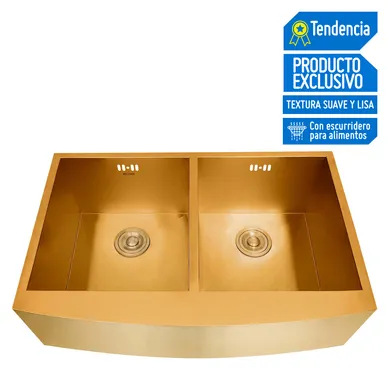 Lavadero de Cocina Record Acero Inoxidable 2 Pozas Madison Dorado 83.9x55.9cm