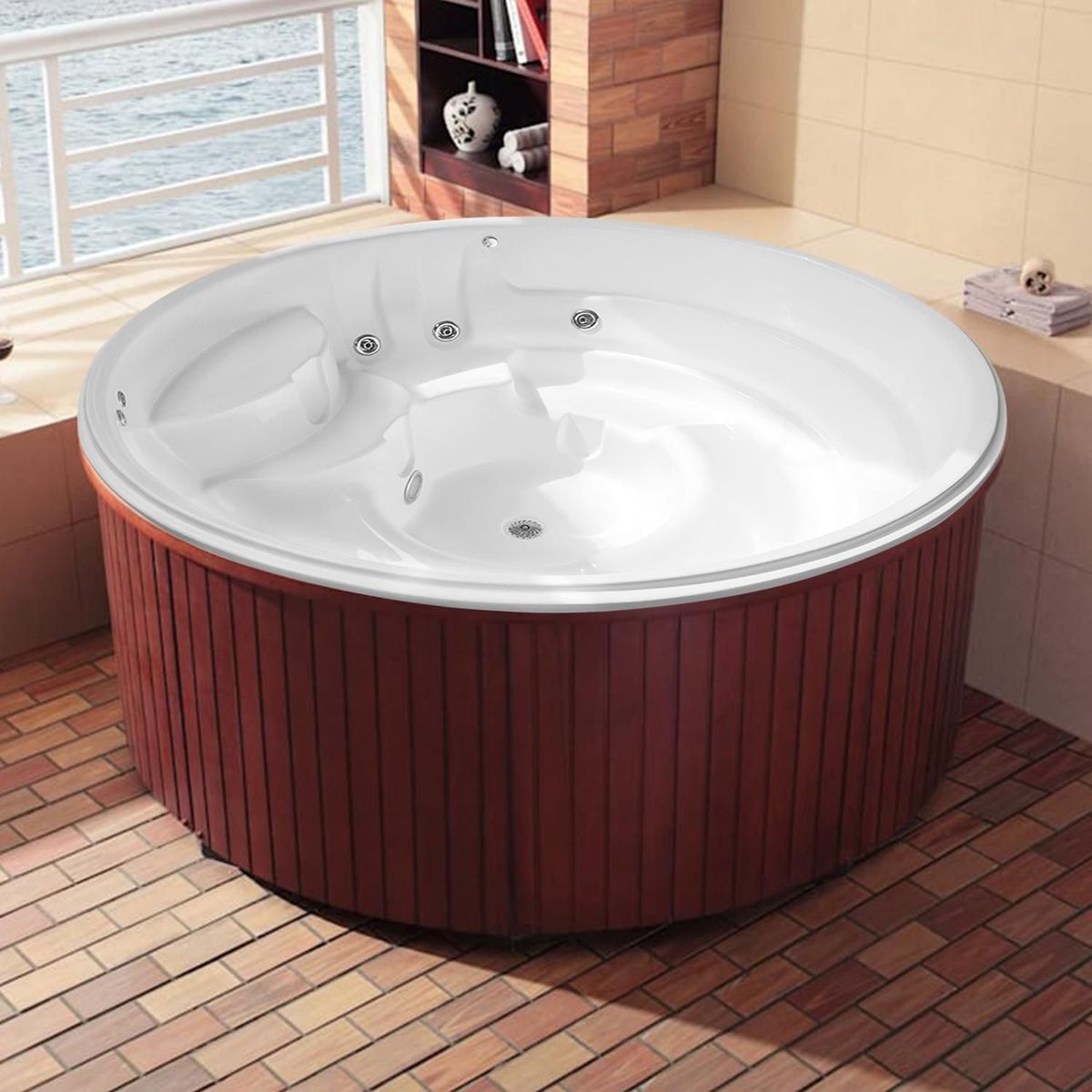 CUBA&SPA - Tina Hidromasaje Circular Spa Kunte 193cm Blanca