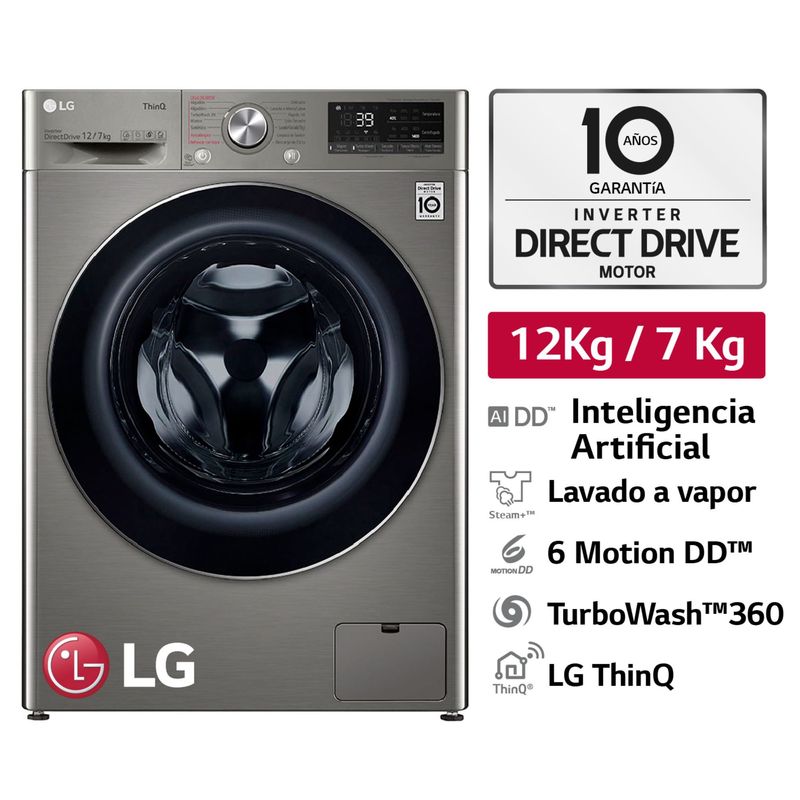 LG - Lavaseca Lg 12/7 Kg WD12PVC3S6C
