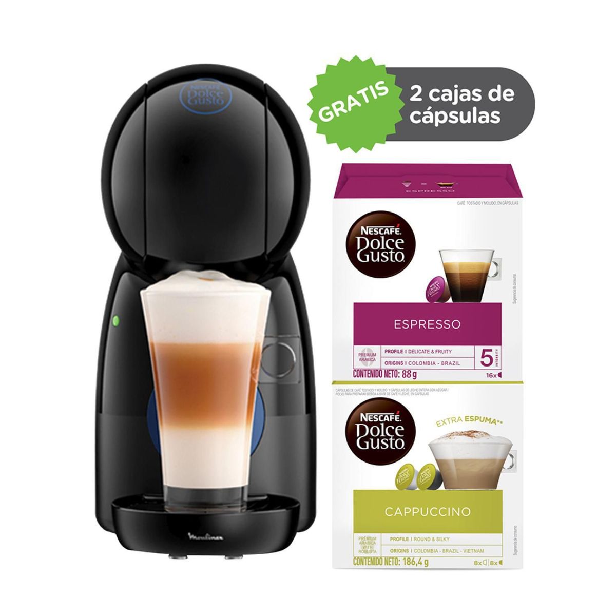  - Pack Cafetera Dolce Gusto Nestle PiccoloXS + 32 cápsulas Pack