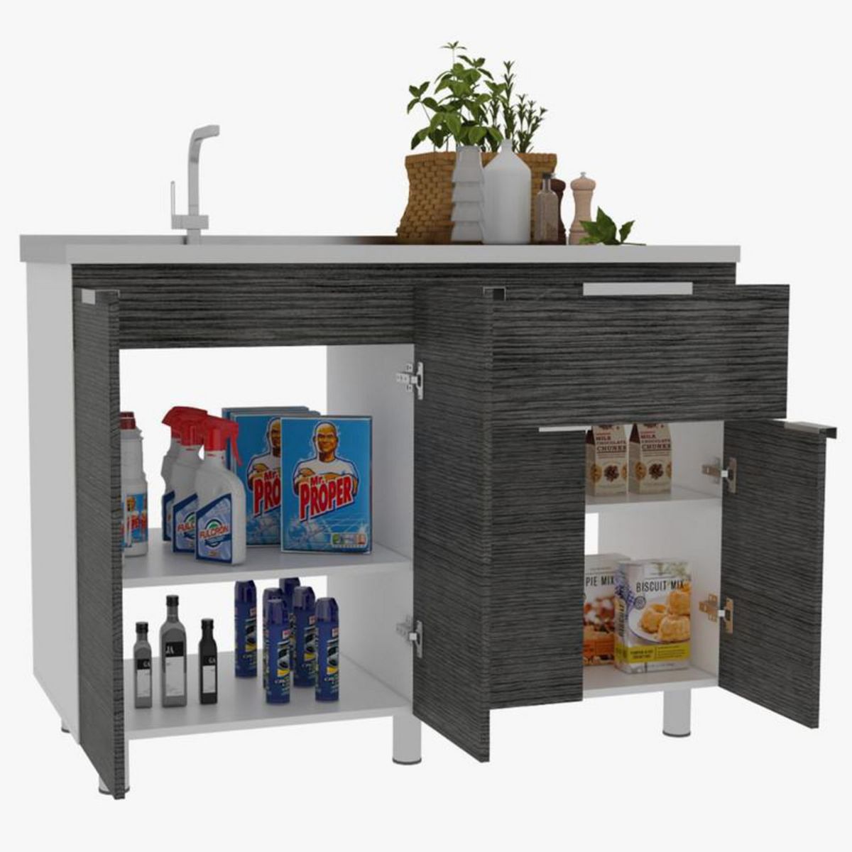 TUHOME - Mueble de Cocina Módulo Bajo Gante con Lavadero 90cm ancho