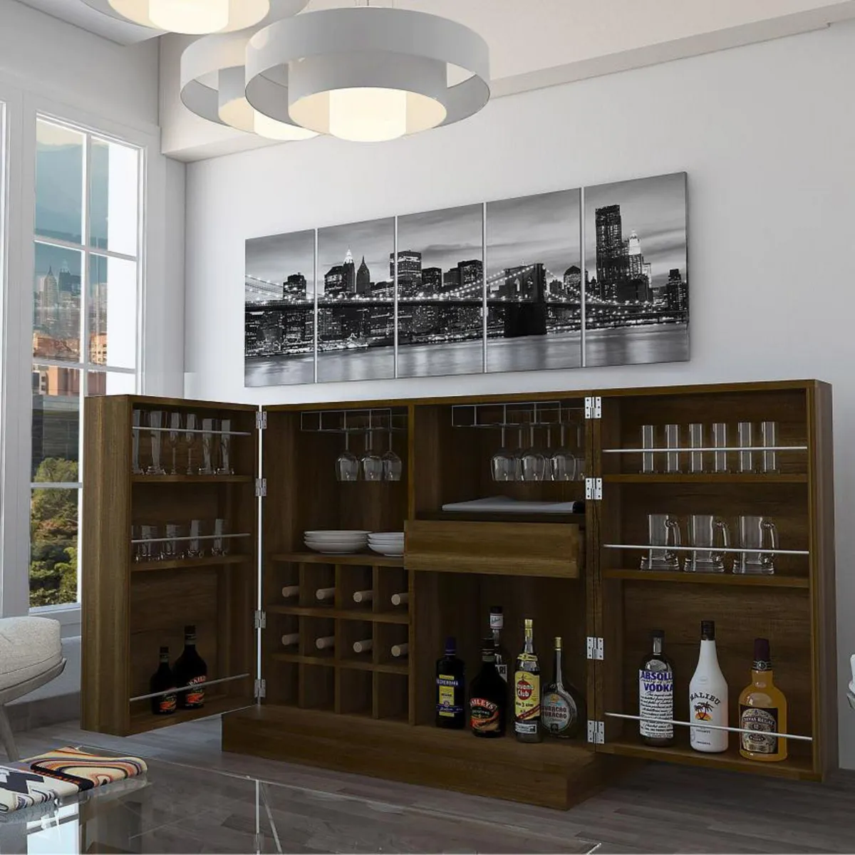 TUHOME - Bar Bajo Sintra Caramelo