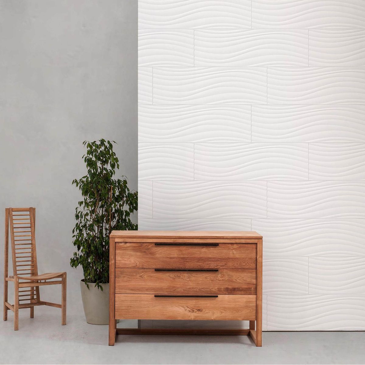 RIALTO - Cerámica Ondulato Blanco Satinado 25.3x75.9cm 1.54m2 para muro