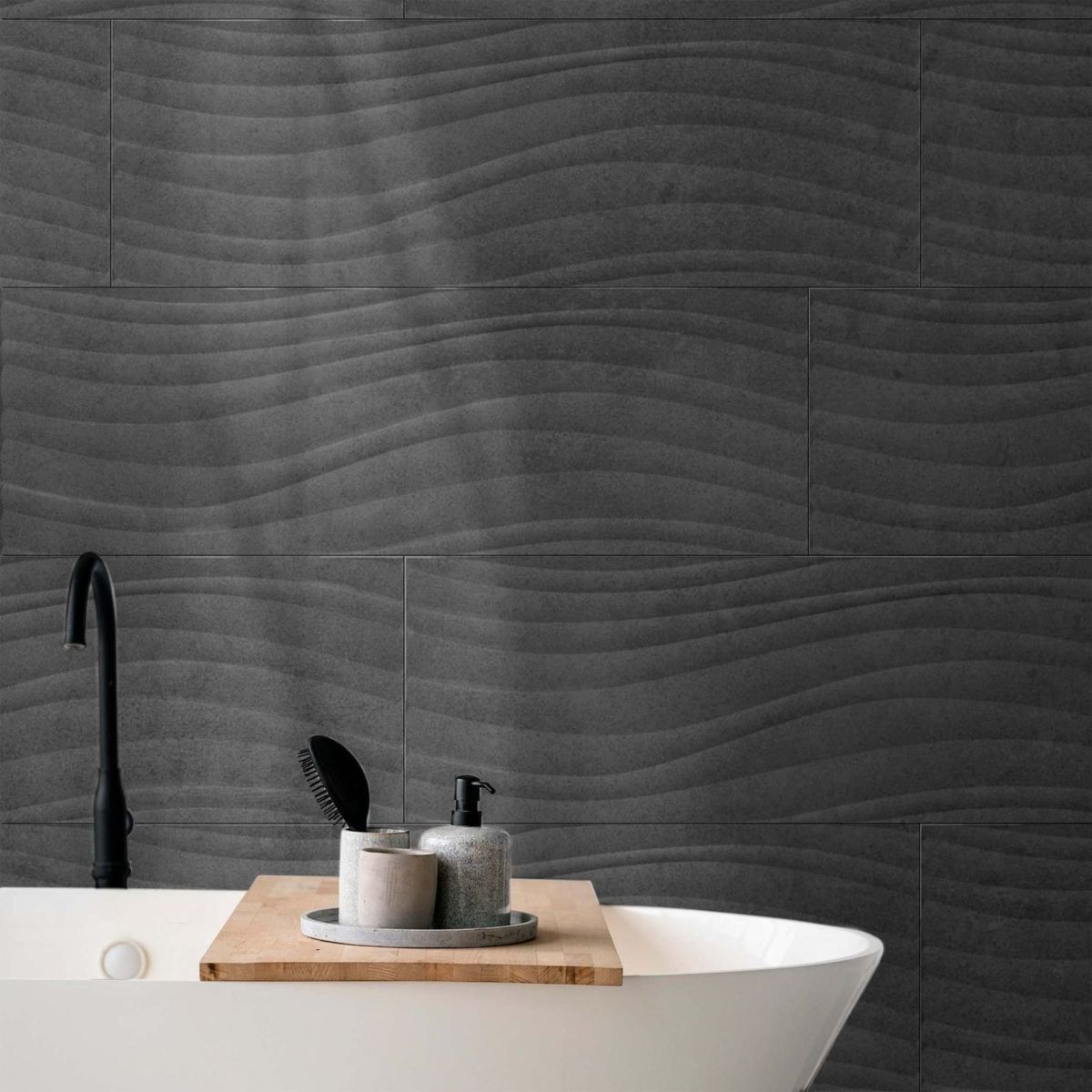 RIALTO - Cerámica Ondulato Gris Satinado 25.3x75.9cm 1.54m2 para muro