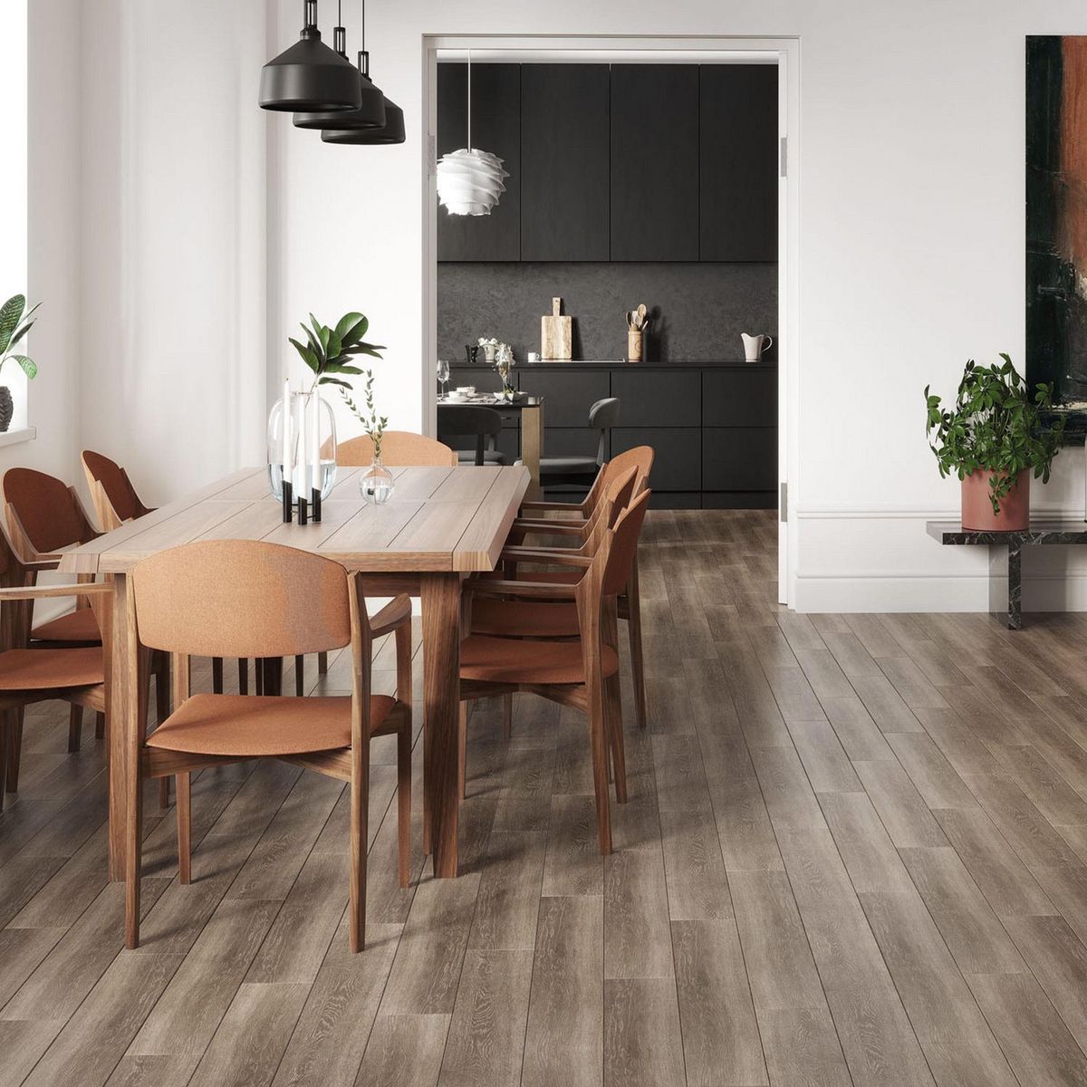 GRAIMAN - Porcelanato Marrón 15x60cm 1.26m2 Maderado Mate Oakland