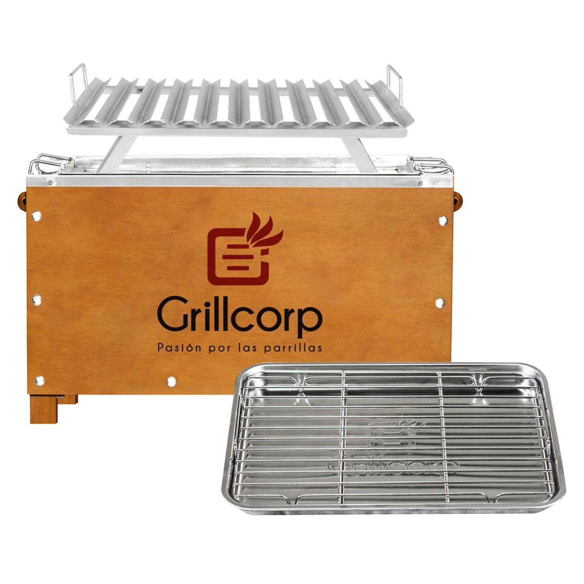 GRILLCORP - Caja China Acero Galvanizado/Acero Inoxidable Grillcorp 50X35 Cm