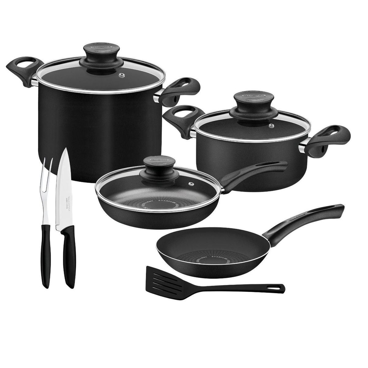 TRAMONTINA - Juego de Ollas Paris Negro 10 Piezas