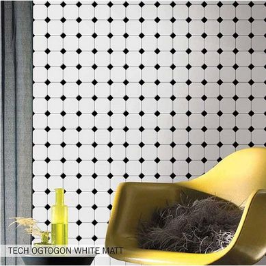 Mosaico Octogon White Matt Moderno 30x30cm para pared