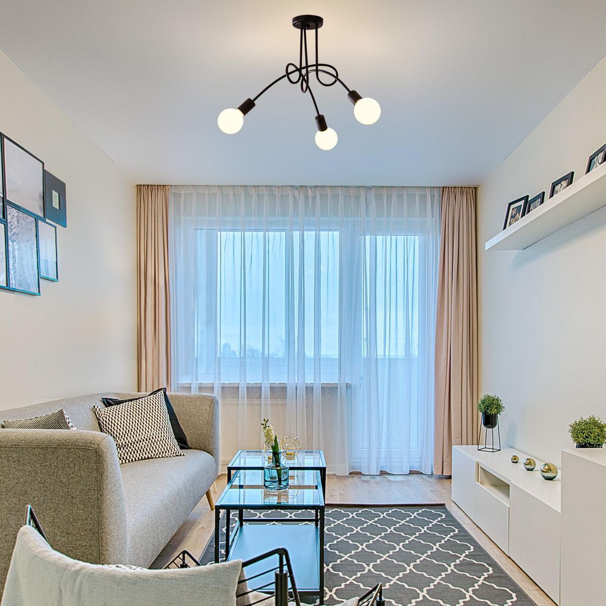 LIGHTECH - Lámpara Colgante Nudo Black 3L E27