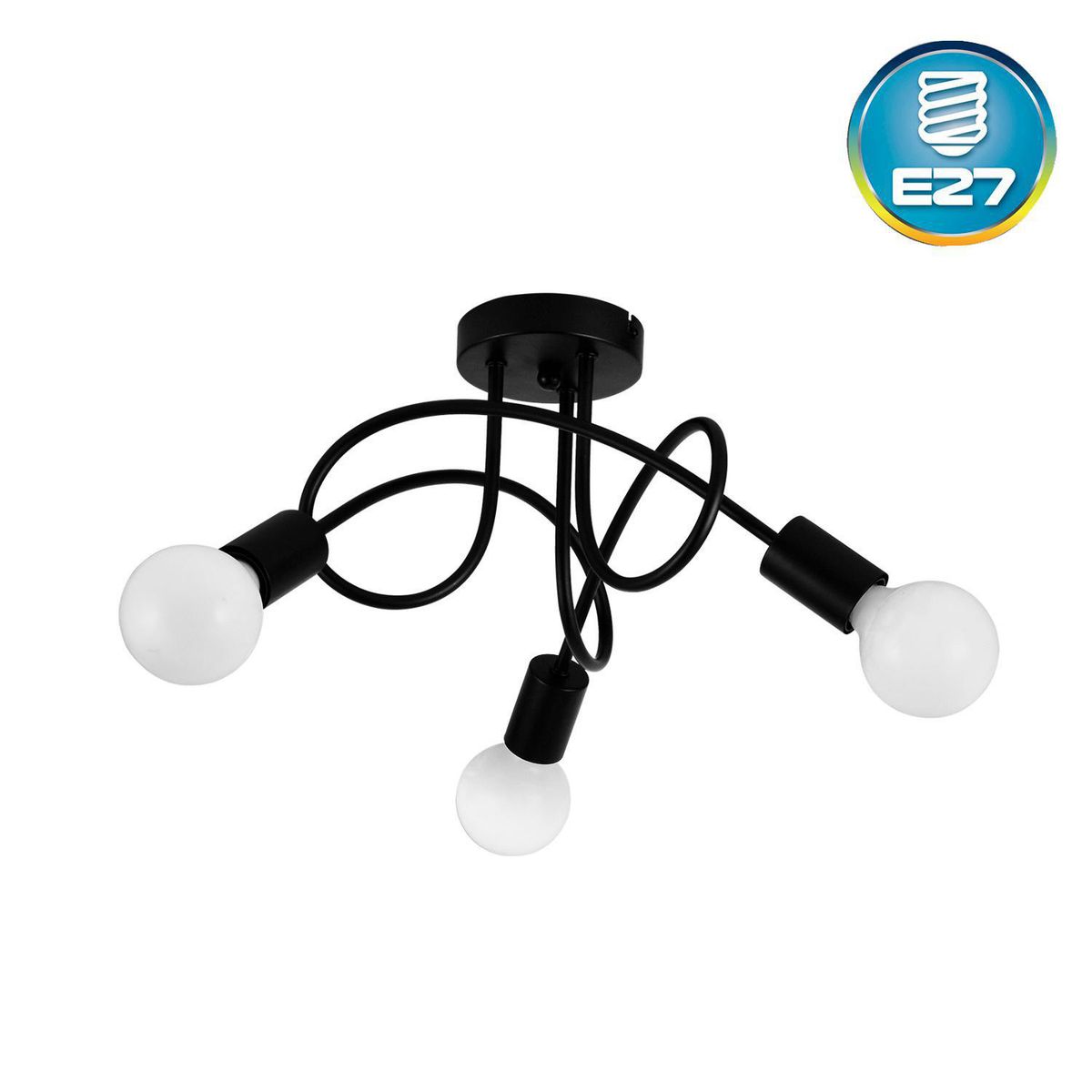 LIGHTECH - Lámpara Colgante Nudo Black 3L E27