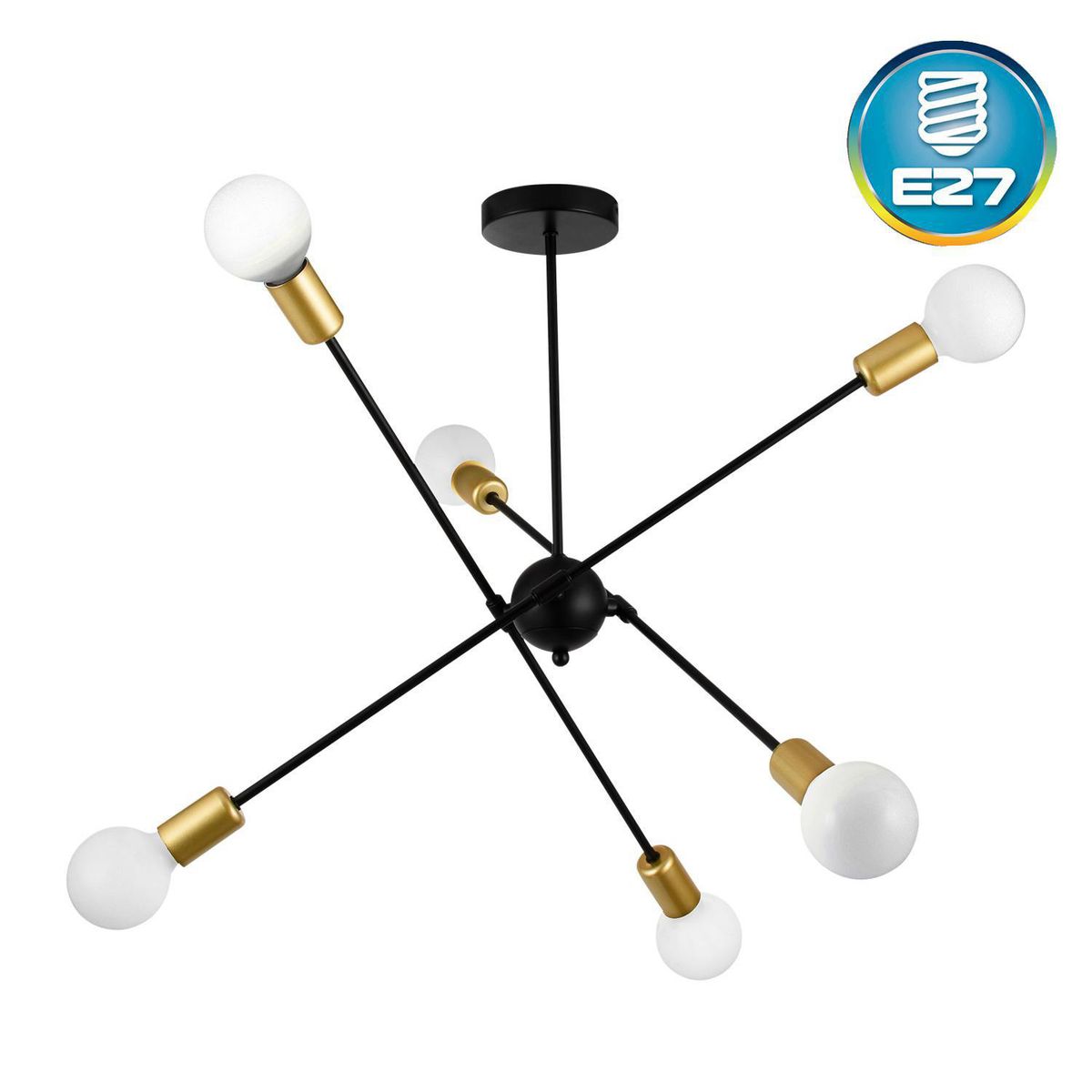 LIGHTECH - Lámpara Colgante Onix Black/Gold 6L E27