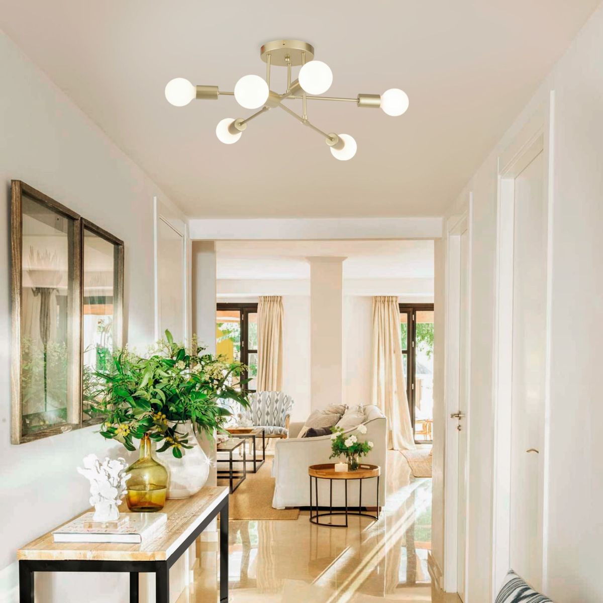 LIGHTECH - Lámpara Colgante Galia Gold 6L E27