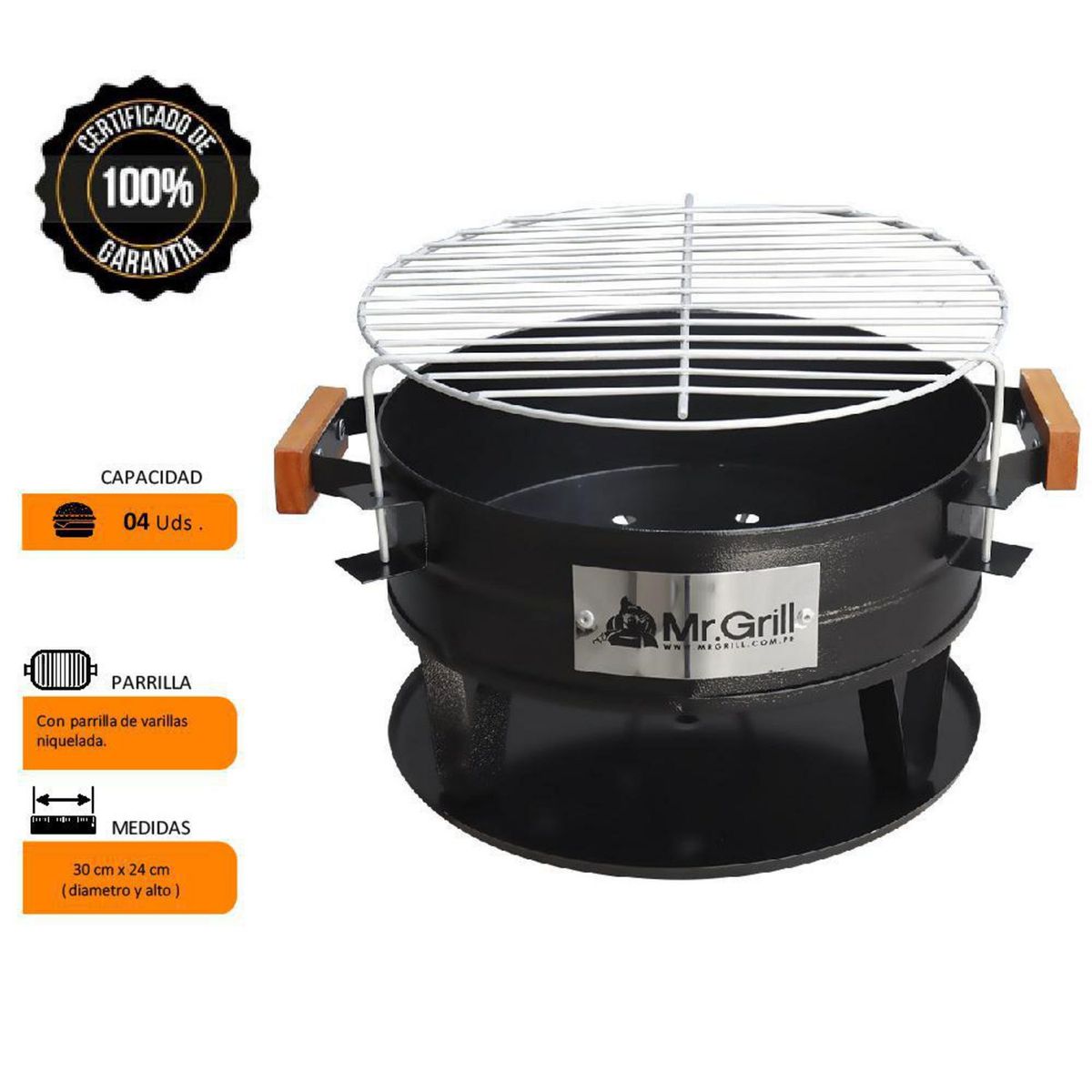 MR GRILL - Parrilla a Carbón Portátil Mr Grill 300 37.5x24.5cm