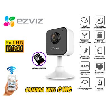 Cmara de Seguridad Inalmbrica WiFi Full HD C1HC micro SD 128GB