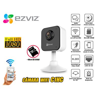 Cmara de Seguridad Inalmbrica WiFi Full HD C1HC micro SD 256GB