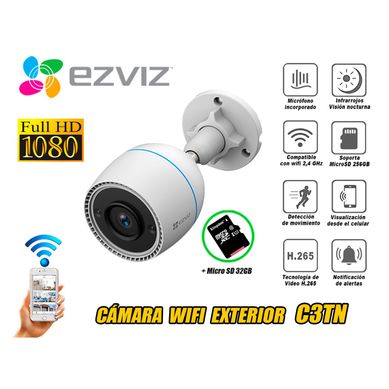 Cmara seguridad WIFI Inalmbrica EZVIZ exterior C3TN 1080 micro SD 32GB
