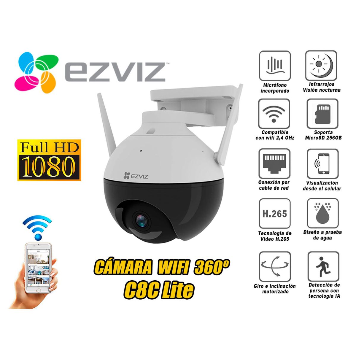 EZVIZ - Cámara Seguridad Inalambrico Wifi EZVIZ Full Hd C8C Inteligente