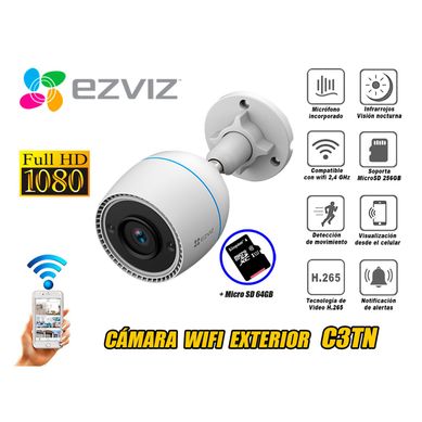 Cmara seguridad WIFI Inalmbrica EZVIZ exterior C3TN 1080 micro SD 64GB