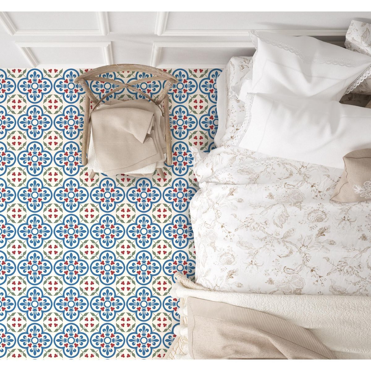 DA VINCI - Porcelánico Fleur de Lys Celeste/Rojo/Verde 20x20cm 1m2