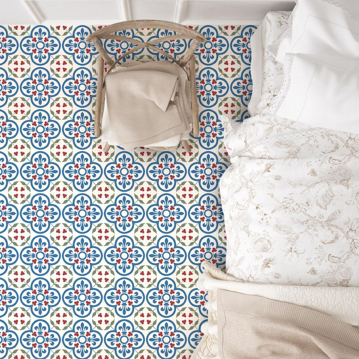 DA VINCI - Porcelánico Fleur de Lys Celeste/Rojo/Verde 20x20cm 1m2