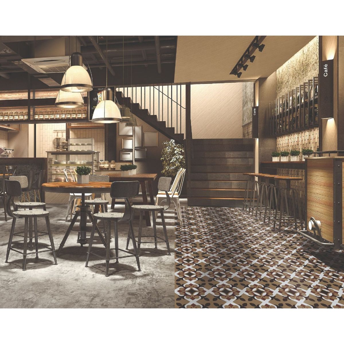 DA VINCI - Porcelánico Hydraulic Marrón/Negro/Gris 20x20cm 1m2