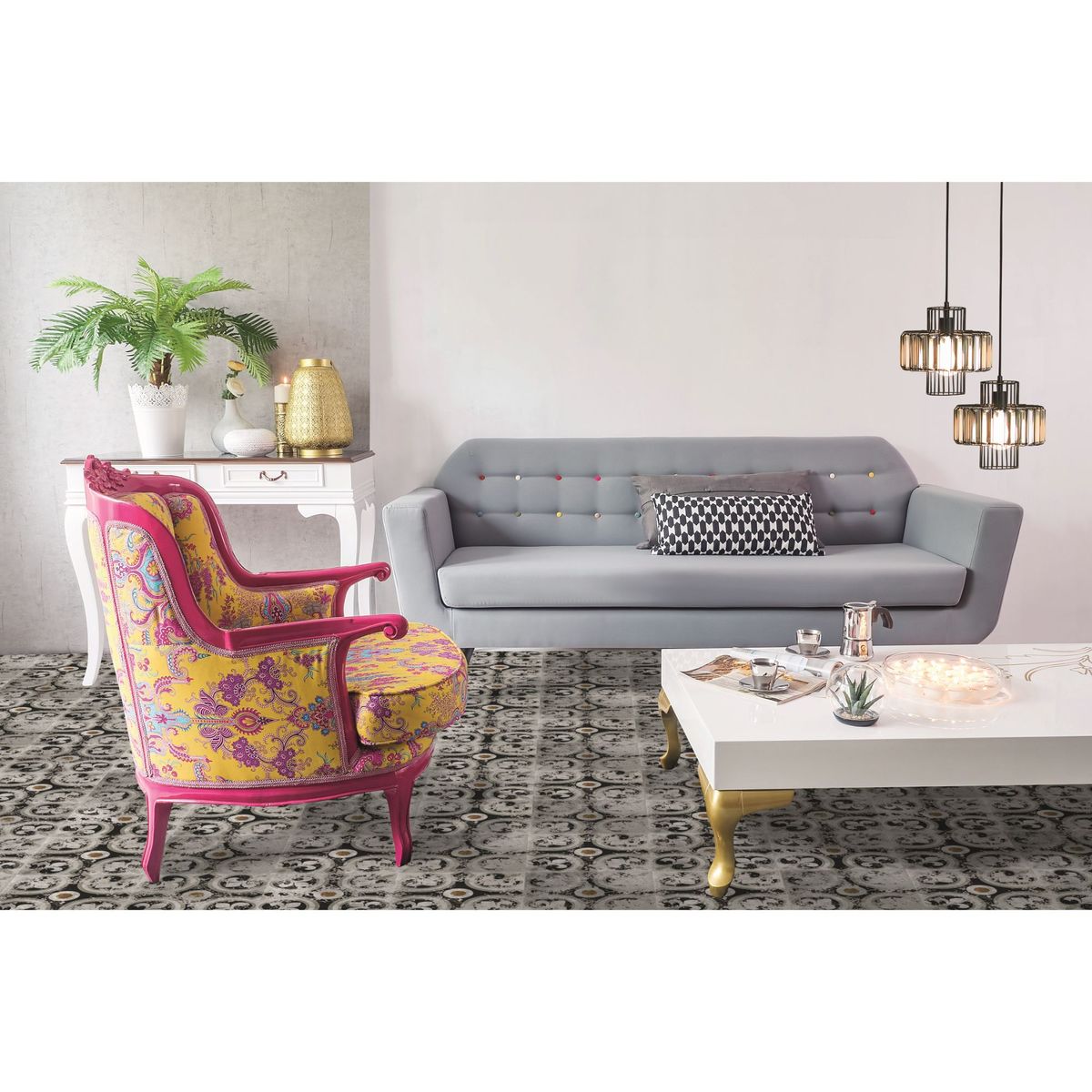 DA VINCI - Porcelánico Optic Gris y Negro 20x20cm 1m2