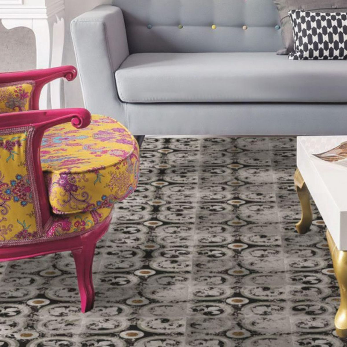 DA VINCI - Porcelánico Optic Gris y Negro 20x20cm 1m2