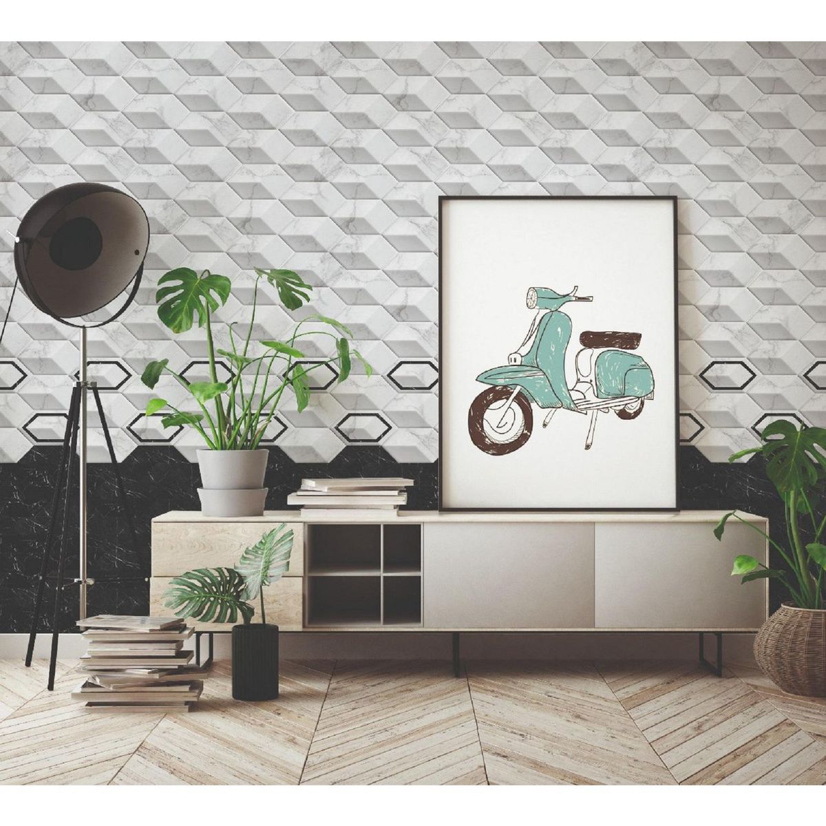 DA VINCI - Cerámico Diamond Calacata Gris 10x20cm 1m2