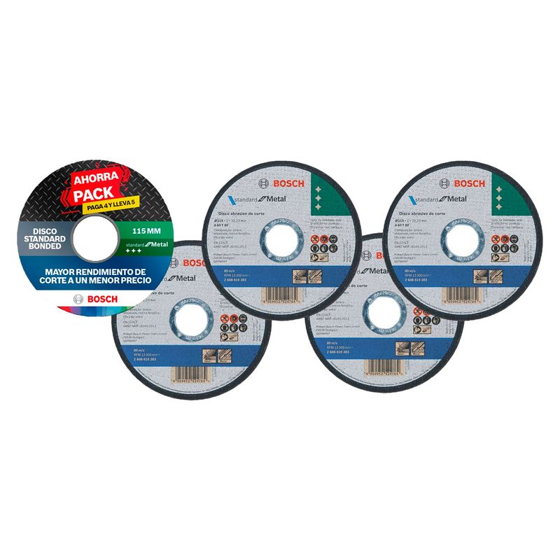 BOSCH - Pro Pack Disco de Corte Acero 4.5 115x1.0mm