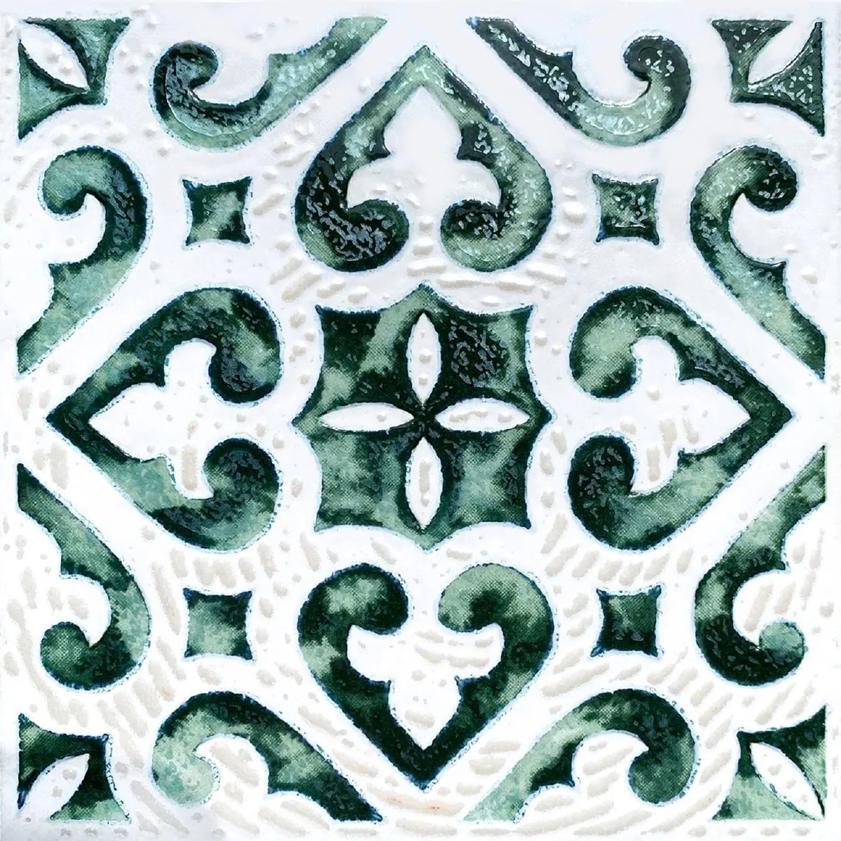 OLIVIA ATRANI - Azulejo Delta Verde/Blanco 15x15cm 0.54m2