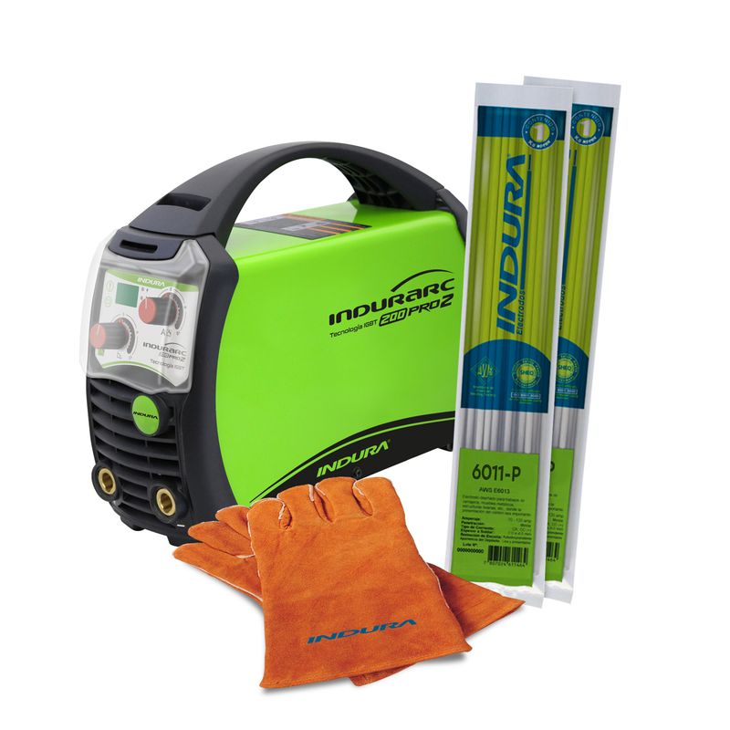INDURA - Soldadora Inverter Indurarc 200 Pro + 1kg Electrodo 1.8" + Guantes Indura