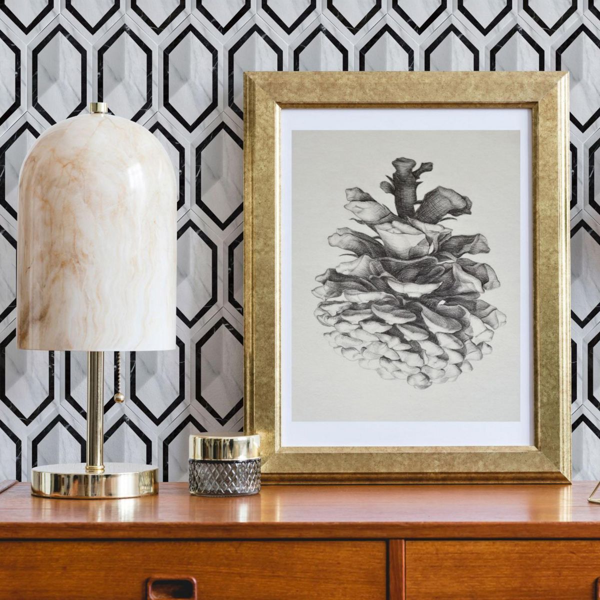 DA VINCI - Decorado Diamon Perugia Negro/Blanco 10x20cm