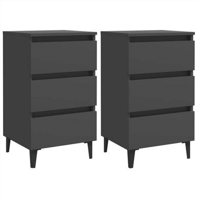 Set x2 Velador 3 Cajones Ashi Negro