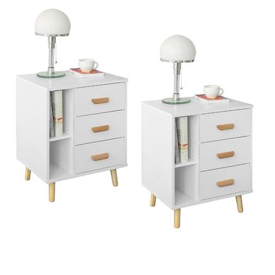 Set x2 Velador 3 Cajones Syani Blanco