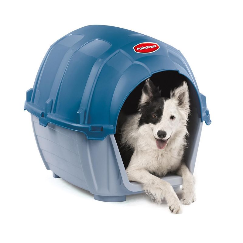 POLINPLAST - Casa para Perro Mediana Acero con Gris 72x61x60 cm