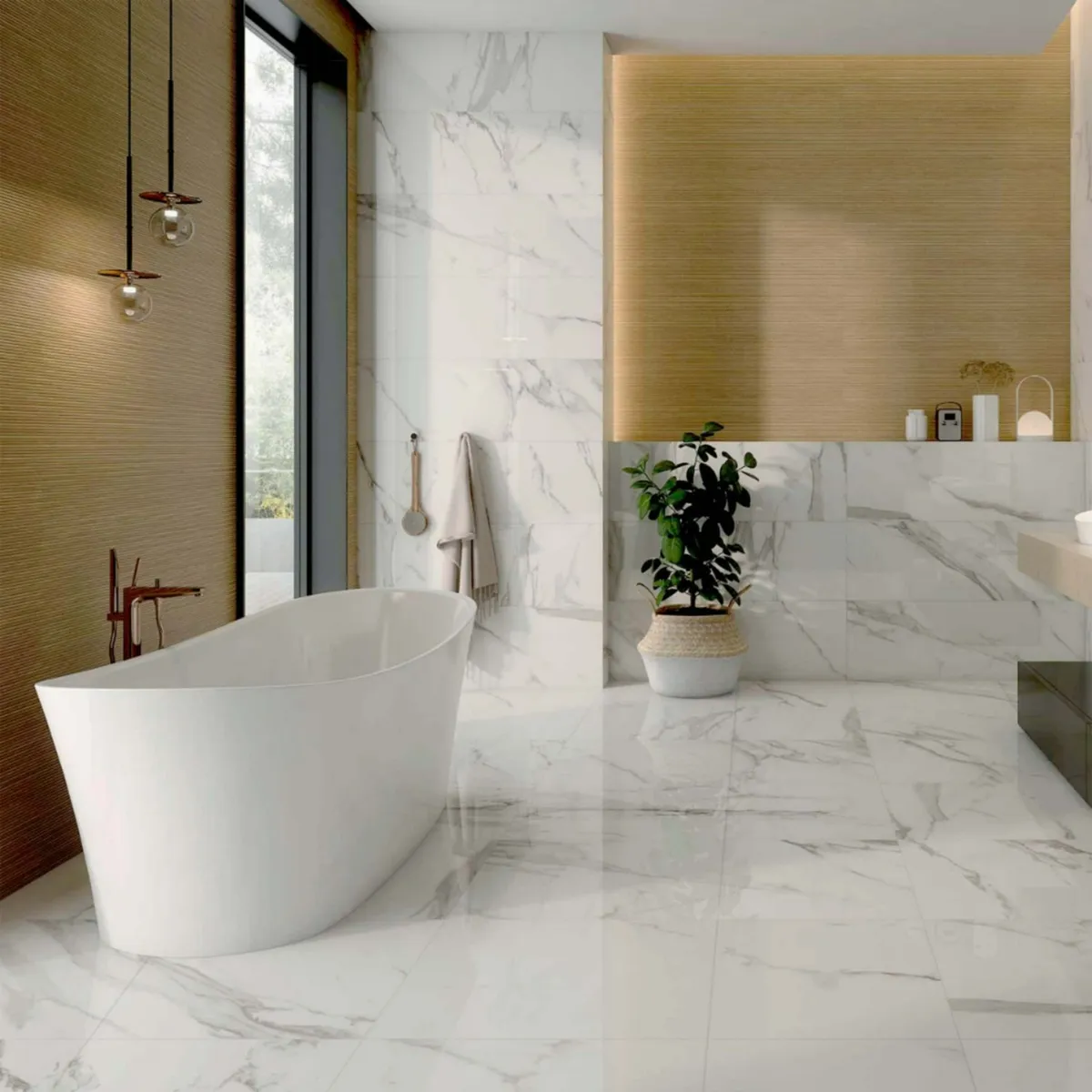 RIALTO - Porcelanato Statuario Gris Brillo Marmolizado 60x60cm