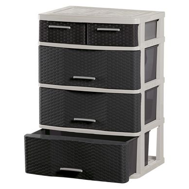 C�moda Comodina Rat�n 4 Cajones Beige Marr�n