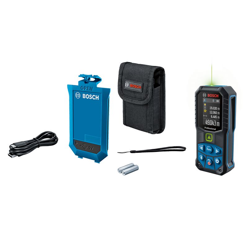 BOSCH - Medidor Láser Verde GLM 50-27 CG con Bluetooth Bosch + Batería recargable de iones de litio 3,7V 1.0Ah Bosch