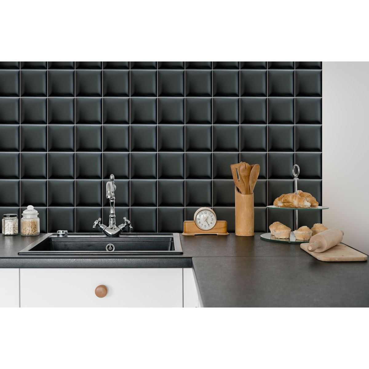 DA VINCI - Cerámica Decorada Trapunta Negro Mate 15x15cm 0.86m2