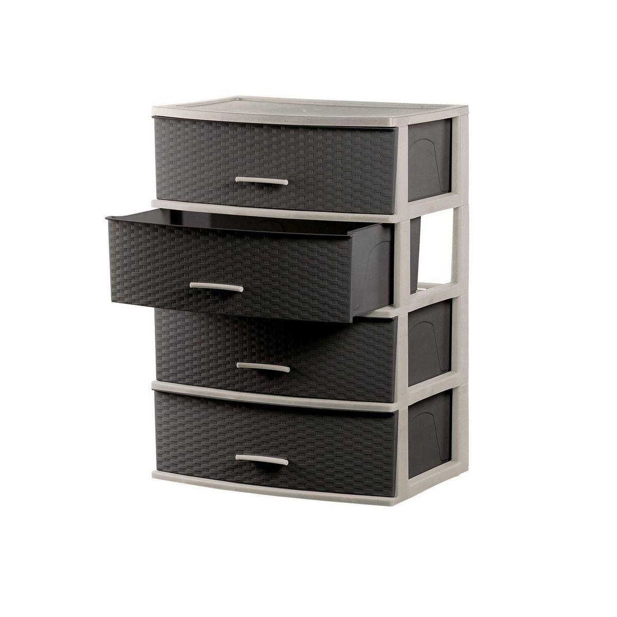 POLINPLAST - Cómoda Happy Mimbre Ratan 4 Cajones Beige y Marrón