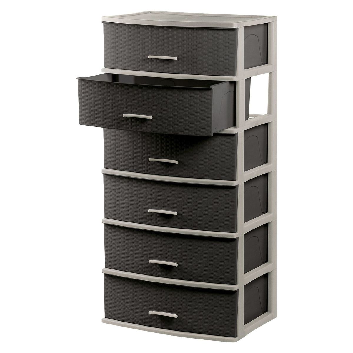 POLINPLAST - Cómoda Happy Mimbre Ratan 6 Cajones  Beige y Marrón