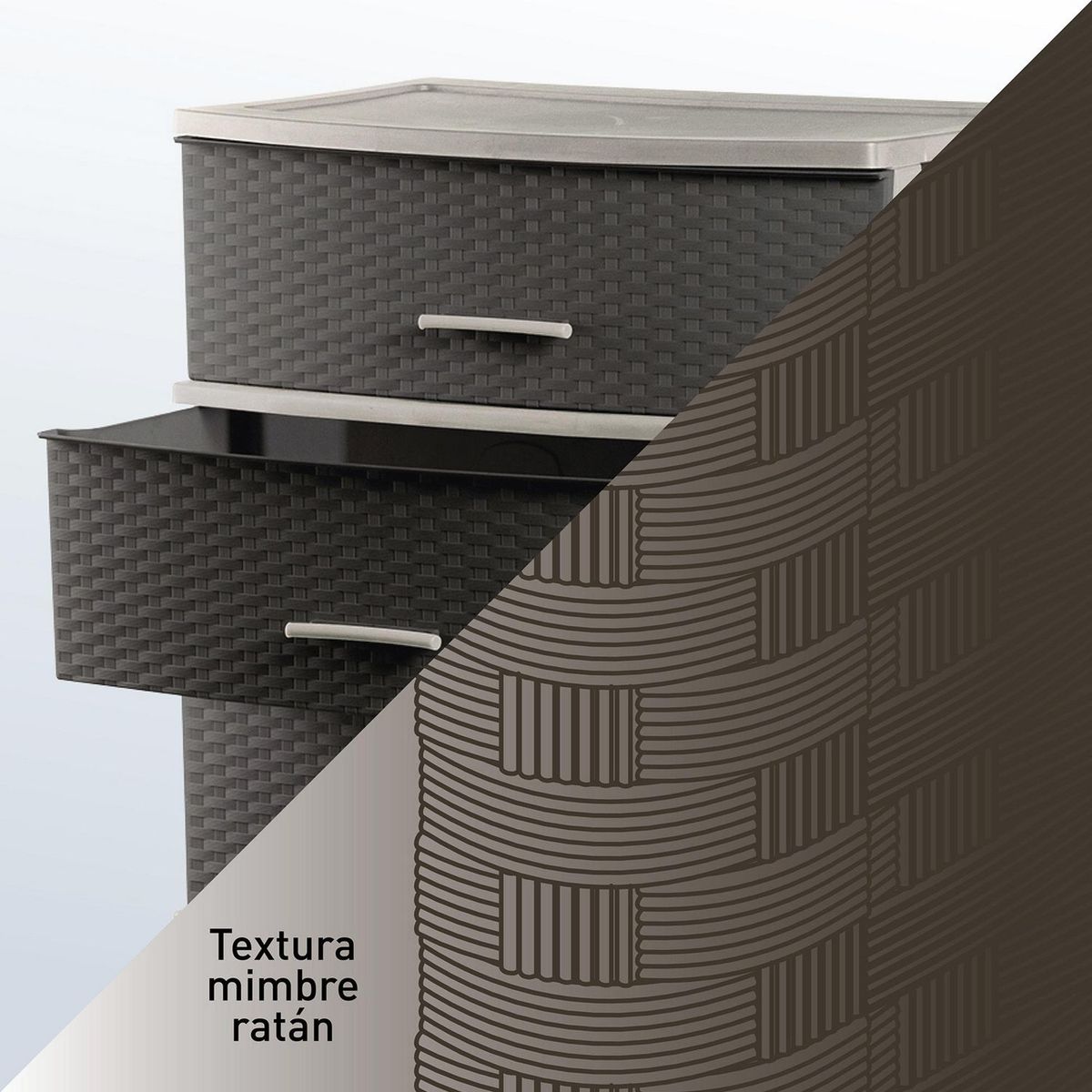 POLINPLAST - Cómoda Happy Mimbre Ratan 6 Cajones  Beige y Marrón