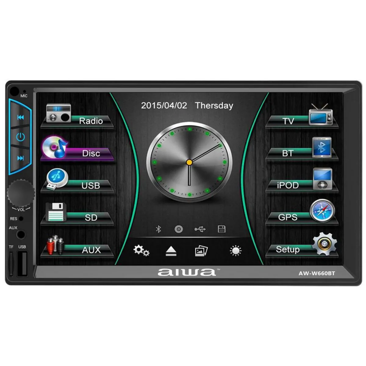 AIWA - Autoradio Aiwa AW-W660BT con Pantalla LCD 7" Negro
