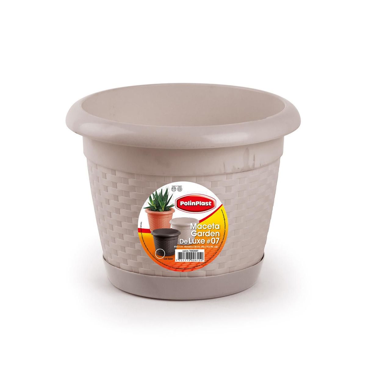 POLINPLAST - Maceta Garden Deluxe Beige 7 con Base