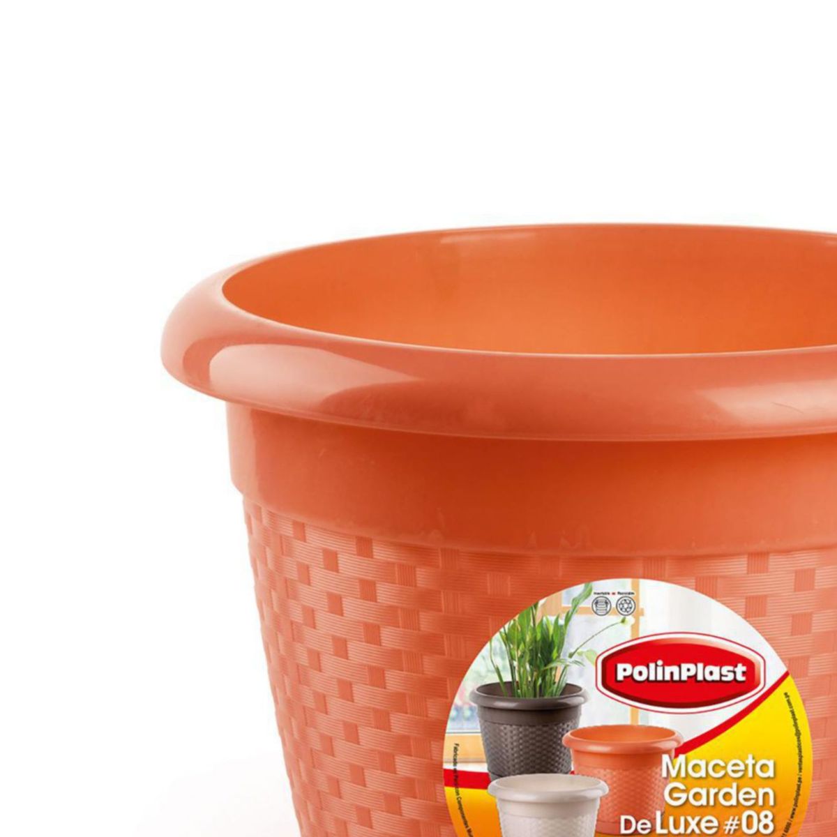 POLINPLAST - Maceta Garden Deluxe #8 con Base Color Cerezo 42x33x