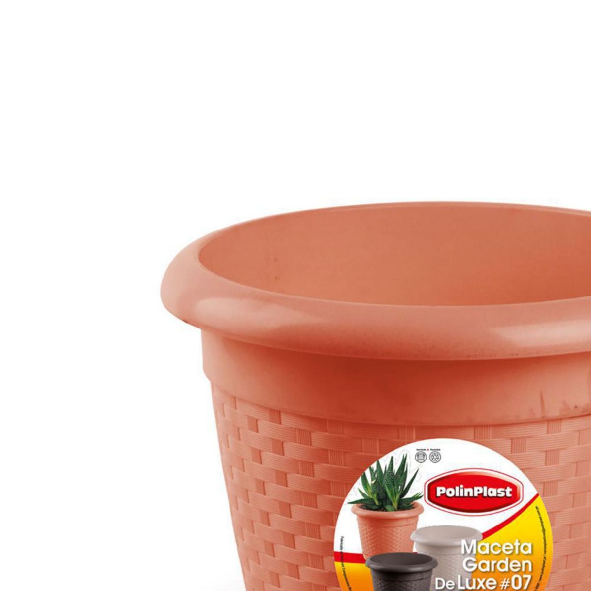 POLINPLAST - Maceta Garden Deluxe #7 con Base Color Cerezo 35.5x28x