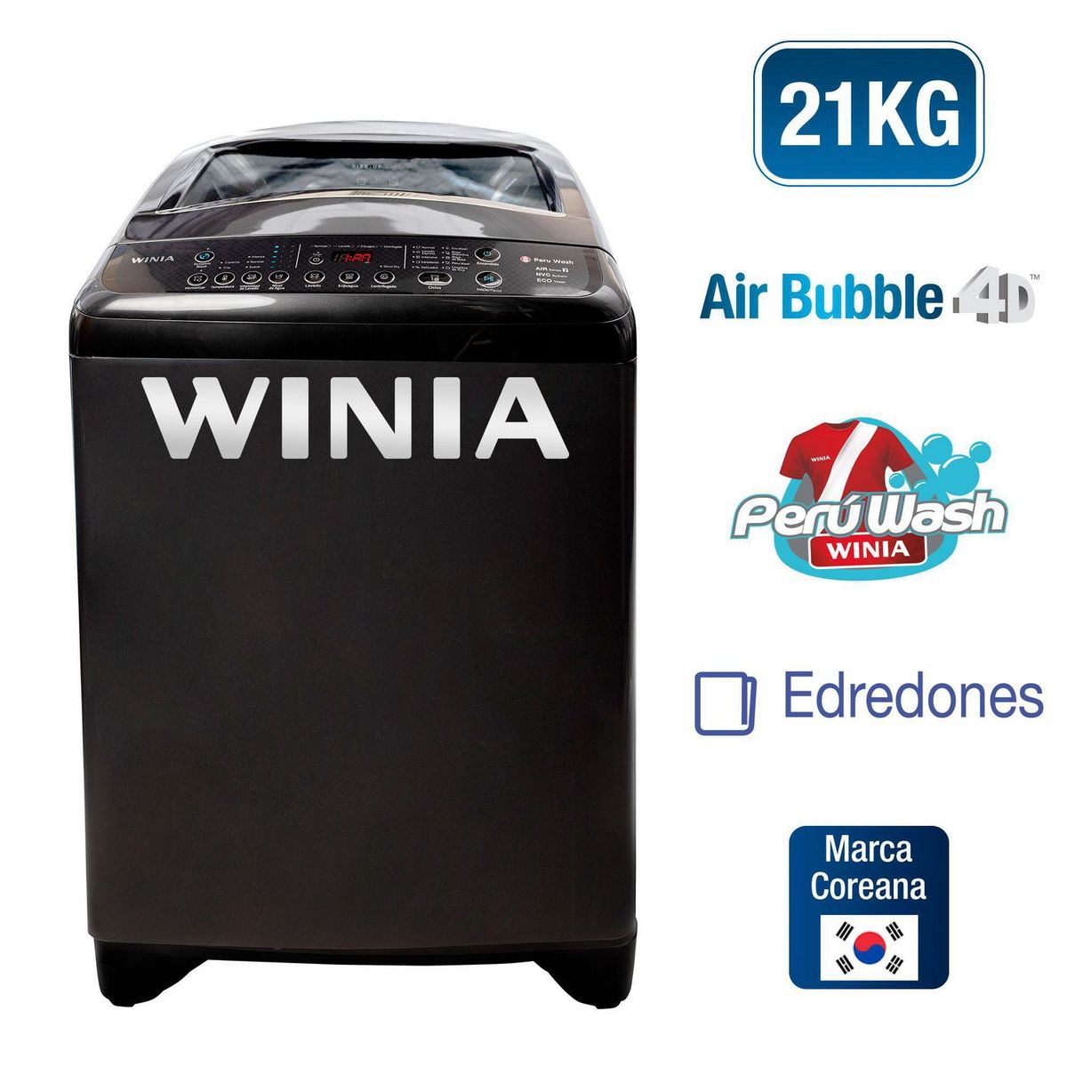 WINIA - Lavadora Winia 21 Kg Negro Carga Superior WLA-21GMGB
