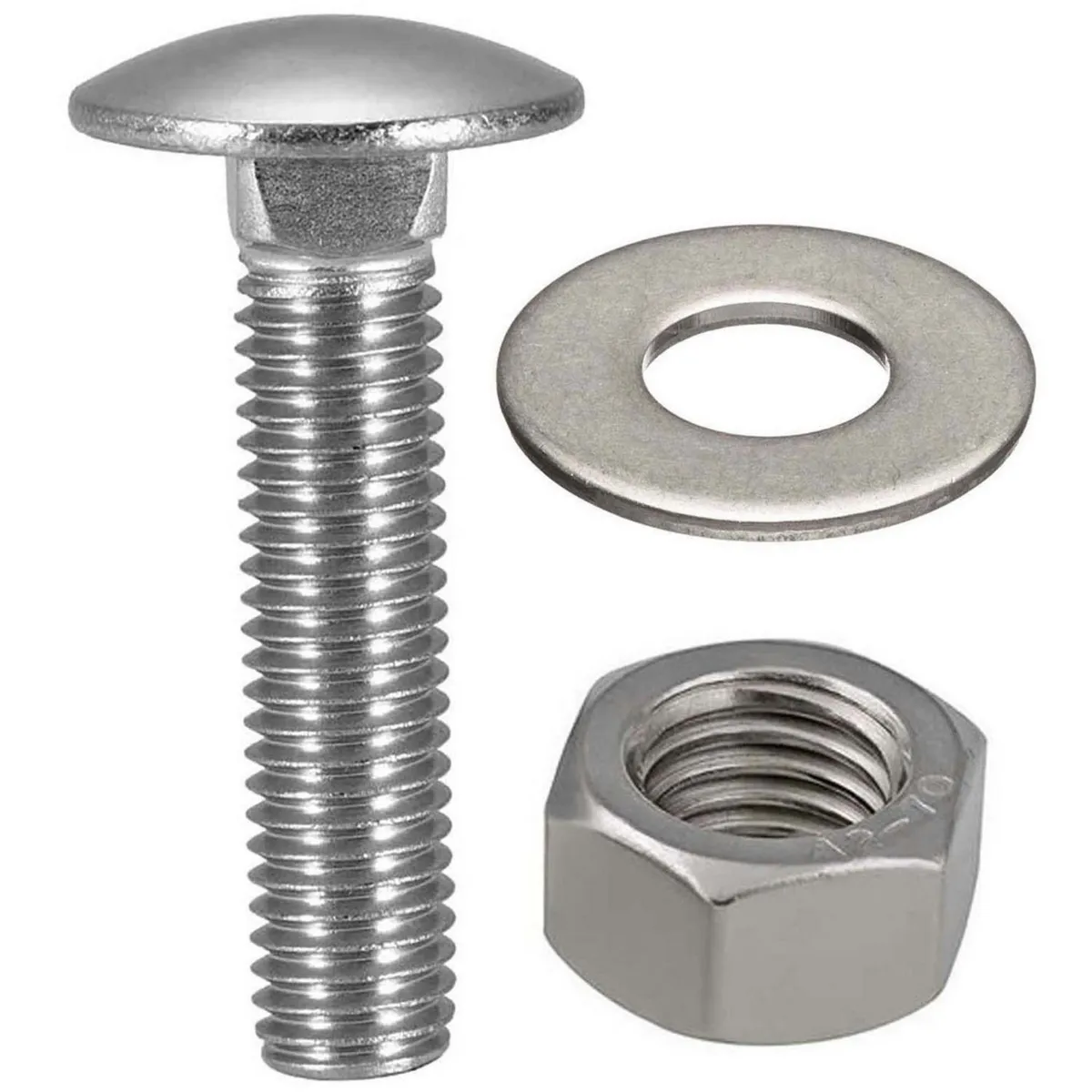 MAMUT - Perno Coche con Tuerca y Argolla Inoxidable 3/8x3 2 unid